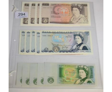 Bank of England, 4 x Sets of Consecutively Numbered Banknotes comprising: 4 x £10 Gill ('Portrait' issue March 1988) EN57 431