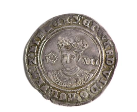 Edward VI Shilling, facing bust fine silver issue (1551-53), MM Y; full, round flan with generally good edge & surfaces, full