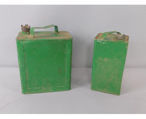 A Shell Mex green petrol can and a BP petrol can. (2)