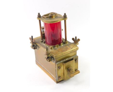 A ship's starboard lamp, bears plate A17249, Playm 1972, 28cm high.