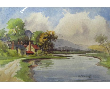 Graham Timbrell (British 20/21stC). Riverscape, house by a lake, pair of watercolours, signed, each 22.5cm x 31.5cm.
