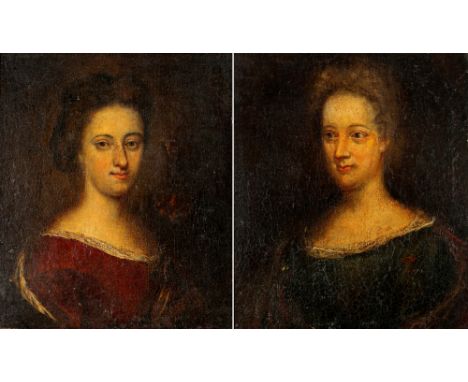 Altmeister 17./18. Jahrhundert, Zwei Damenpotraits, old master two ladies portraits 17th/18th century,Öl/Leinwand (doubliert 
