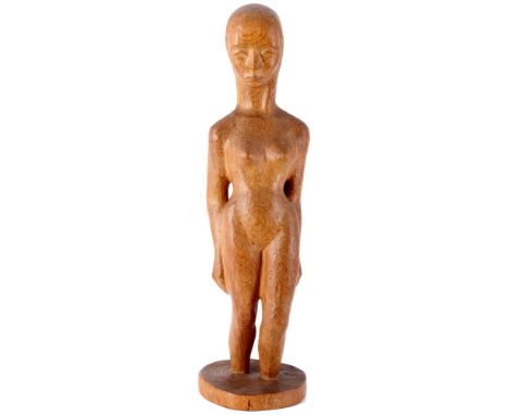 Karl OPFERMANN (1891-1960) Holzskulptur - Im Wasser stehender Akt,Holz, geschnitzte Skulptur als Frauenakt, am Sockelrand mon