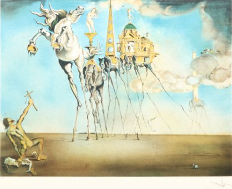 Salvador DALI (1904-1989) Die Versuchung des Heiligen Antonius,Farblithografie/Bütten, mit Bleistift handsigniert Dali und EA