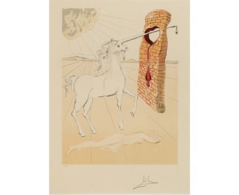 Salvador DALI (1904-1989) The Agony of Love - Unicorn,Farblithographie/Velin, mit Bleistift handsigniert Dali und nummeriert 