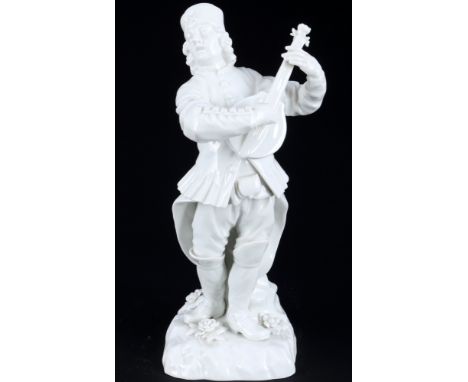 Meissen Bergmann mit Laute 1.Wahl, J.J. Kaendler, miner with lute 1st choice,Porzellan, blaue Schwertermarke 1.Wahl, Entwurf 
