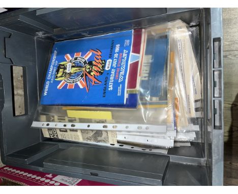 A collection of football programs and FA yearbooks, including England West Germany, World Cup 1966 program.  