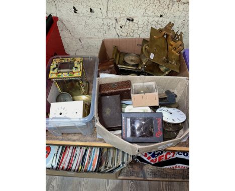 A collection of various clock parts including cloisonne carriage clock (AF), clock movements etc.  