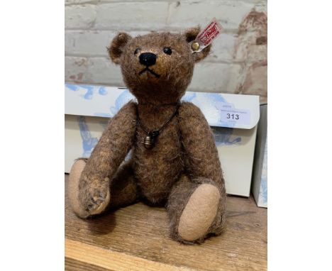 A vintage Steiff mohair rattle bear.  