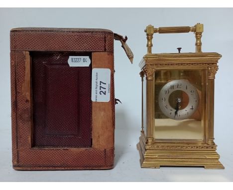 A 19th century carriage clock with original case.The clock has been tested and is in working order, the gilt is in good condi