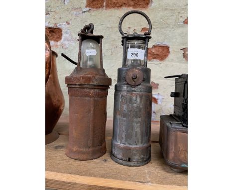 Two electric safety lamps : The Concordia Electric Safety Lamp Co Cardiff, Type KG and an Oldham lantern, Automatic Type.  