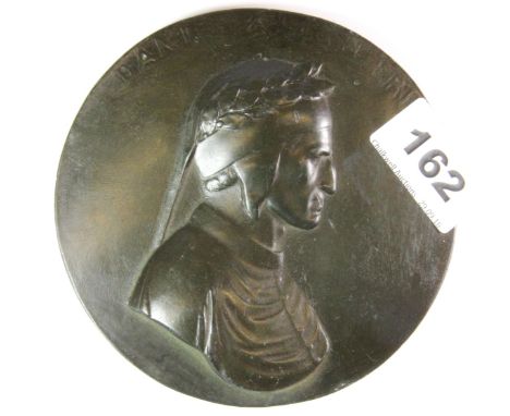 A cast metal portrait of Dante, Dia. 12.5cm.
