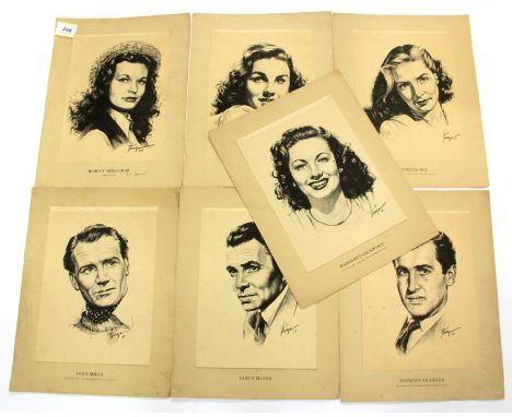 Rolf Goetze (German/ later American), seven unframed Rank Organisation portrait prints of film stars dated 1948, 34 x 45cm.