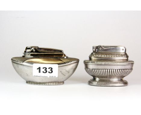 Two silver plated vintage Ronson table lighters.