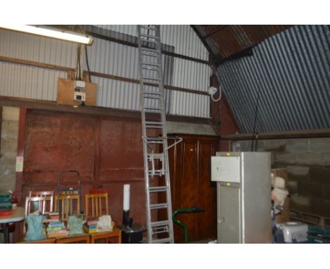 An aluminium extending ladder and ladder stay
