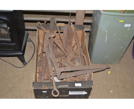 A quantity of various old cast iron tools, tool heads etc.