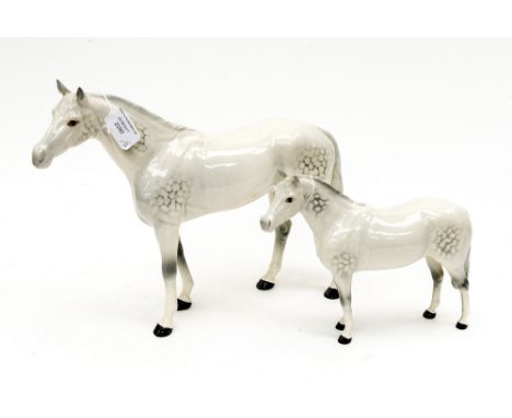 A Beswick large grey Arab Stallion and a smaller version (2)