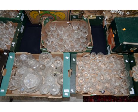 Large collection of glass, mainly cut glass sets, decanters etc, including a silver decanter (3 boxes)