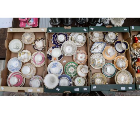 Large collection of early English porcelain, mainly consisting of cups and saucers, including early Derby, Copeland, Spode et