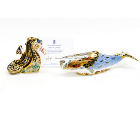 Royal Crown Derby Coral Seahorse, limited edition availability to June 2004, with certificate, 1st quality, gold stopper, box