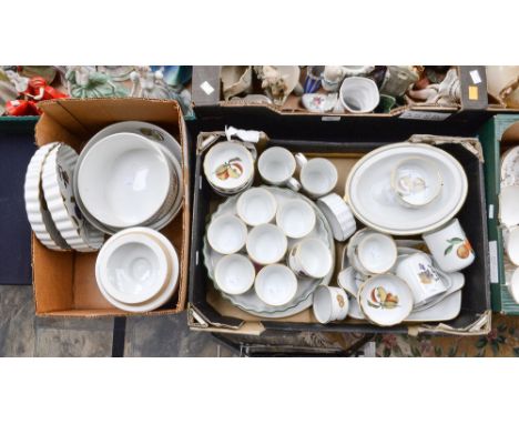 Royal Worcester 'Evesham' large bowl, storage jar/cover, tureens, quiche dishes, serving platters, ramekins, mugs, etc (two b