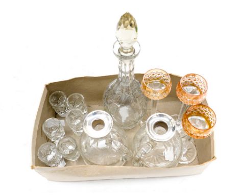 Lic decanter, six glasses, three wine glasses, oil and vinegar