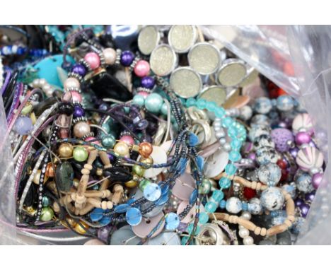 A selection of costume jewellery including faux pearl necklaces, & bracelets, metal, plastic, resin and glass necklaces, pend