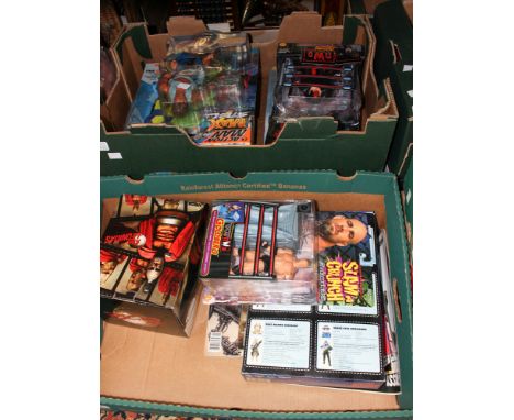 Three boxes of assorted Superman toys etc, a collection of collectable magazines including Batman, Action Man, Star Wars etc 