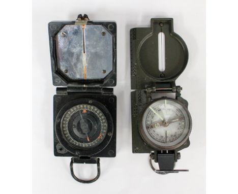 WW2 British Army Bakelite "Compass, Magnetic, Marching Mark I" by TG & Co Ltd and a modern Japanese made marching compass (2)