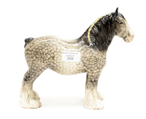 Beswick rocking Horse, Grey Shire Horse (restored ear) 