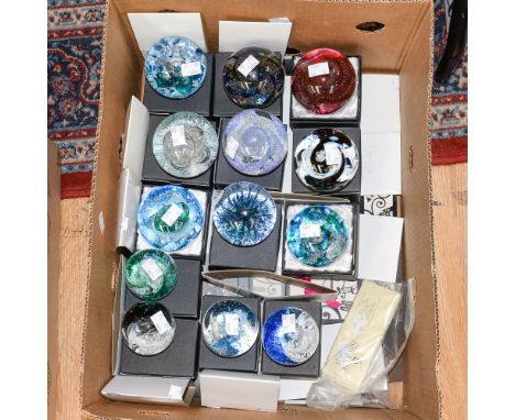 A group of thirteen Selkirk paperweights: Windsurf limited edition 464/500, Sea Jade limited edition 358/500, Windswept Green