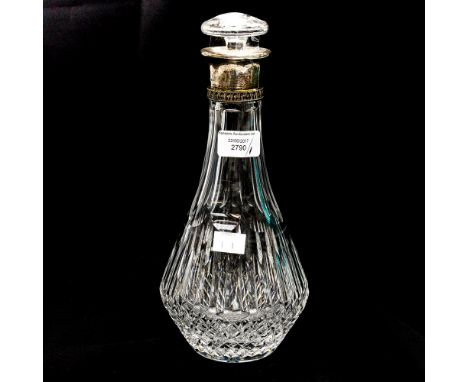 An Asprey silver mounted glass decanter and stopper 