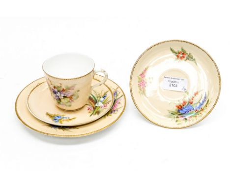 Royal Worcester Blush Ivory cup, two saucers and tea plate (4) one saucer a/f