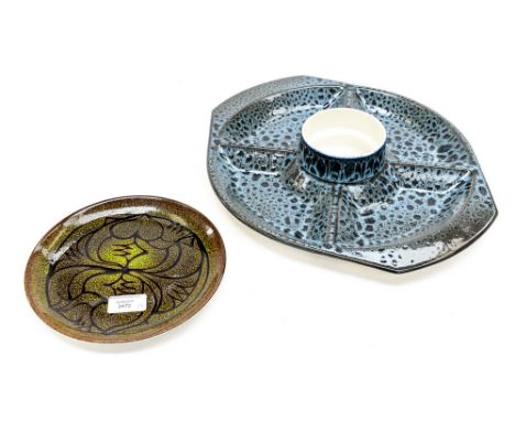 A Poole Pottery Aegean plate and an hors doeuvres plate (2)