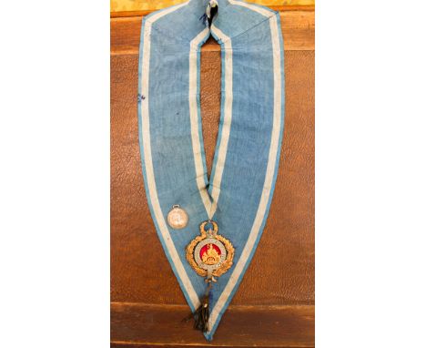 A Victorian Grand United Order and Oddfellows sash with attached medallion/jewel; together with a silver Jubilee medal for Ge