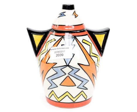 A Lorna Bailey Limited Edition teapot 152/350 'Zig Zag' pattern 