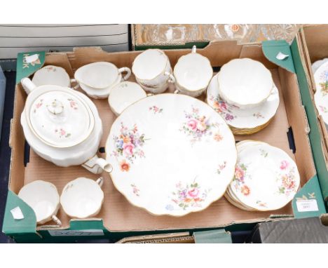 A Royal Crown Derby 'Posies' tea service comprising eight cups and saucers, eight side plates, large cake plate, teapot, milk