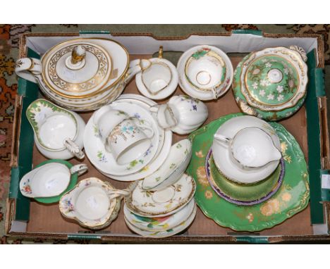 A collection of English porcelain including teapot and cover, white ground gilt decoration, possibly Flight, Barr and Barr, a