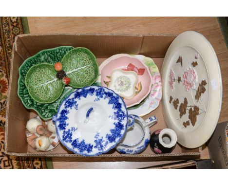 Pink flowered dish, Guiness ashtray, three China plates, a Royal Albert 'Blossom Time', and two Wedgwood Red Squirrel, Rabbit