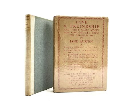 JANE AUSTIN. 'Love and Friendship and Other Early Works Now First Printed from the Original Ms. by Jane Austin,' unclipped dj