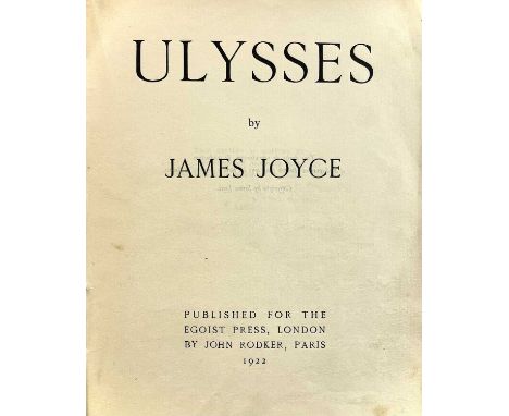 JAMES JOYCE. 'Ulysses,' first edition, 4to, lacks binding with Eric Gill bow, 1,485/2,000 copies, half title, toning to first