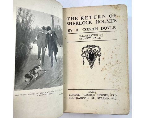 Sir ARTHUR CONAN DOYLE. 'The Return of Sherlock Holmes,' first edition, rebound with original front cloth retained, some spor