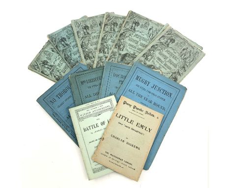 CHARLES DICKENS. 'Edwin Drood,' first edition in six volumes, pictorial card wraps chipped and torn, advertisements, engravin