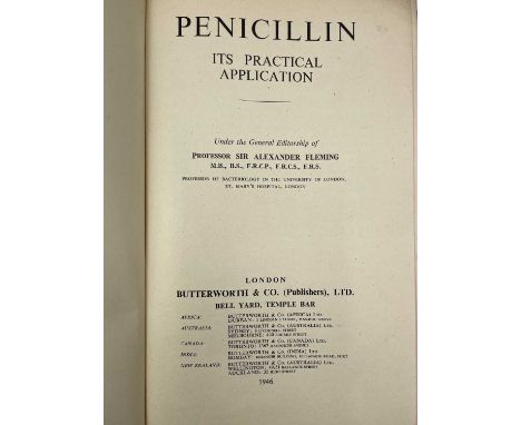 Prof Sir ALEXANDER FLEMING. 'Penicillin. It's Practical Application,' first edition, original cloth, 8vo, illustrations, adve