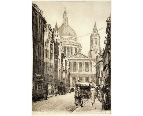 EDWARD KING. 'St Paul's Cathedral,' etching by H. Goffey, signed by both in graphite, original tissue guard with label, The M