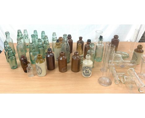 Large selection of assorted vintage and later bottles includes cod bottle 