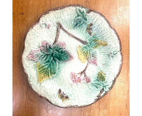 Vintage Majolica side plate diameter approximately 8.5 inches 