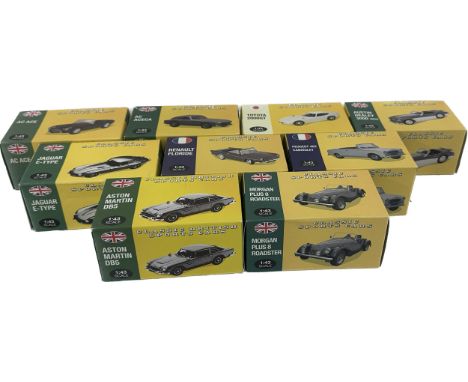 Selection of boxed Classic sports cars by Atlas Editions to include Aston Martin DB5, Morgan Plus 8 Roadster, Toyota 2000GT, 