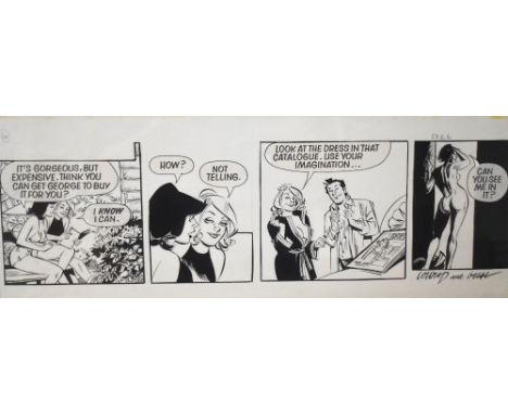 Conrad Frost (1911-2005) and Joseph Gaul, Original pen and ink artwork 'George &amp; Lynne' adult cartoon for The Sun Newspap