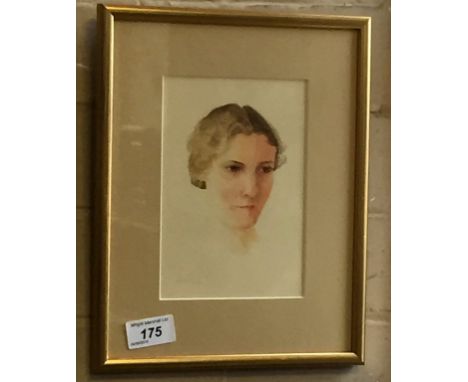 Attributed to Apperley (George Owen Wynne) watecolour, depicting a portrait of a lady.